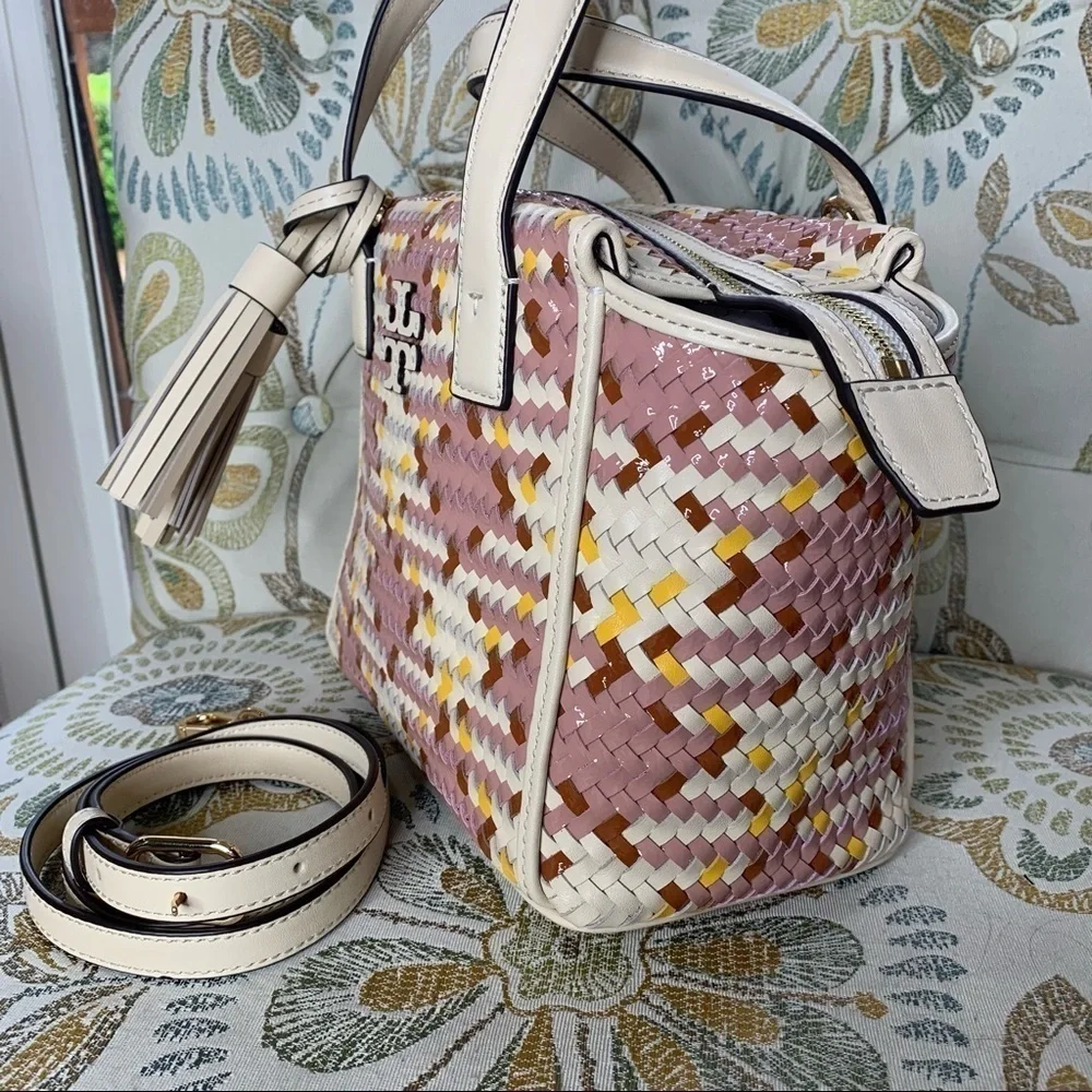 New! Tory Burch Thea Woven Mini Slouchy Satchel